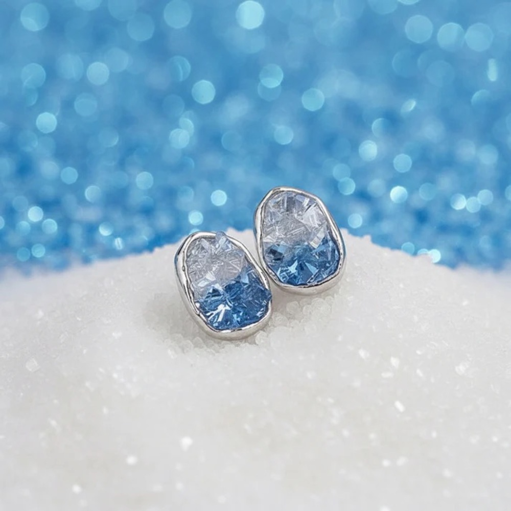 Sterling Silver Blue Ombre Crystal Stud Earrings